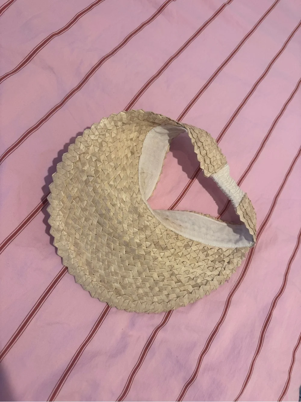 Lusana Beige Woven Straw Baha Visor